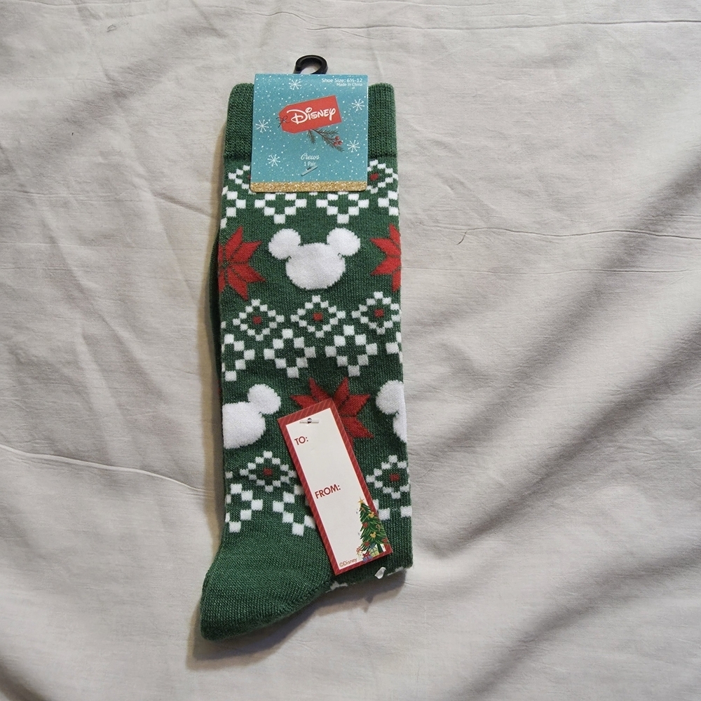 Disney Green Holiday Socks with Mickey Mouse Design Unisex